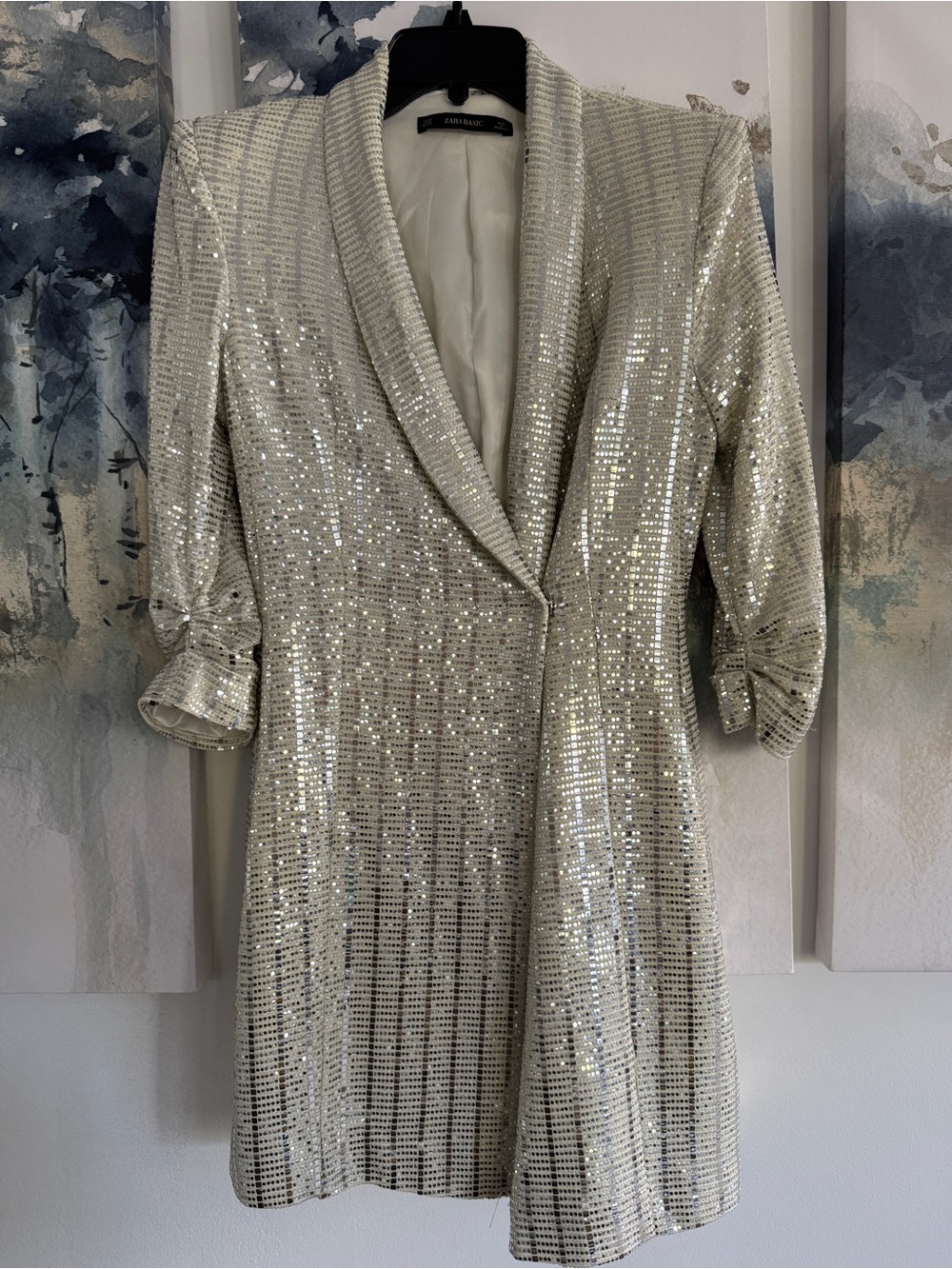 Zara silver sequin blazer dress